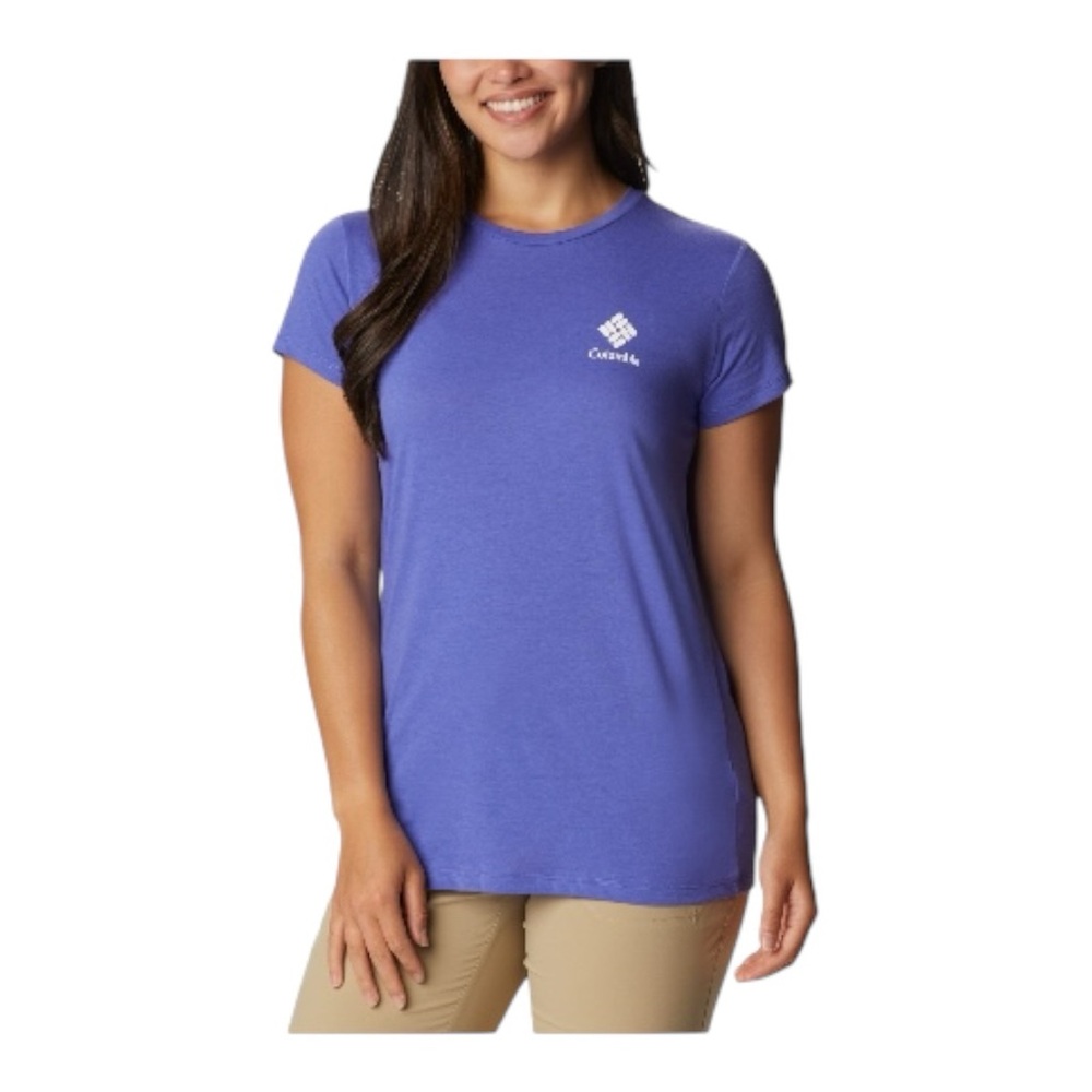 New Columbia Women's Trek Short Sleeve Graphic T-Shirt Purple XSmall